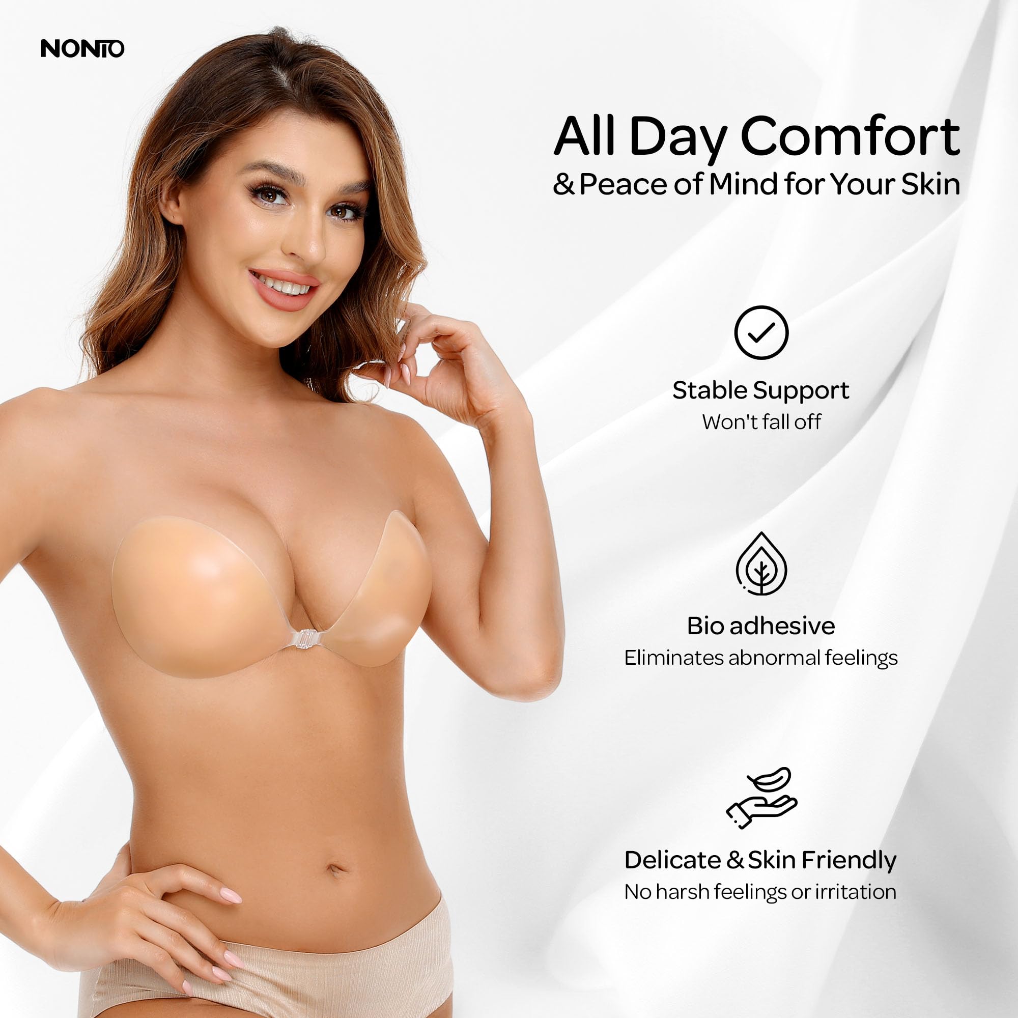 Strapless Bra Adhesive - Samoprzylepny biustonosz bez ramiączek, niewidoczny, push-up,